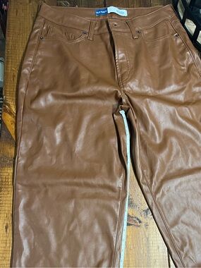 Old Navy Brown Faux Leather Straight Leg Pants